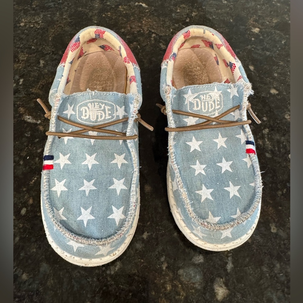 Hey Dude Wally Youth Denim Flag Shoes